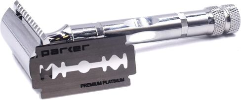 Parker 89R Super Heavy Weight Double Edge Safety Razor with 5 Premium Platinum Parker Double Edge Razor Blades – 3-Piece Men’s Razor – Brass and Nickel Plated for Quality Shaves at Home in Saudi Arabia