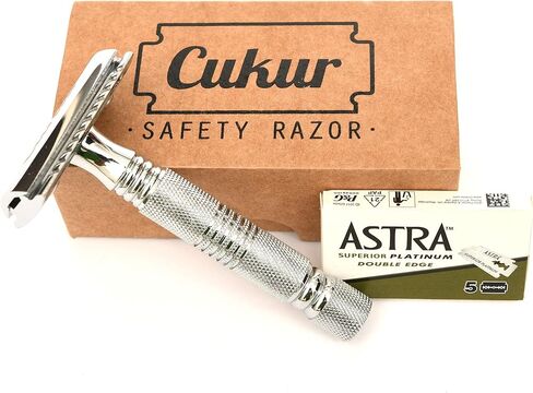 CUKUR Double Edge Safety Razor + 5 blades (Short handle) in Saudi Arabia