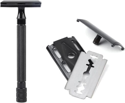 Metal Men's double-edged Safety Razors With 5 Double-Edged Blades and a Small Brush,Perfect for Everyday Use in Saudi Arabia