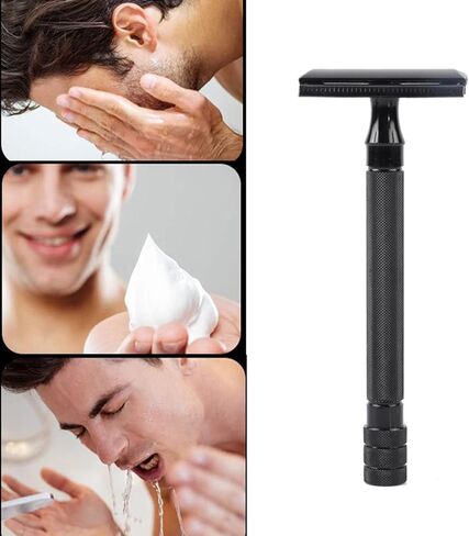 Metal Men's double-edged Safety Razors With 5 Double-Edged Blades and a Small Brush,Perfect for Everyday Use in Saudi Arabia
