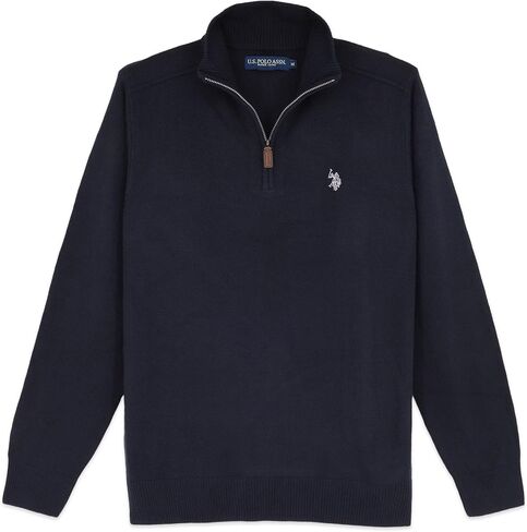 U.S. Polo Men's Soft Acrylic Solid Quarter Zip Pullover Sweater in Saudi Arabia