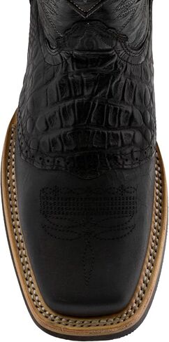Mens Black Western Leather Cowboy Boots Crocodile Print Square Toe 11.5 E US in Saudi Arabia