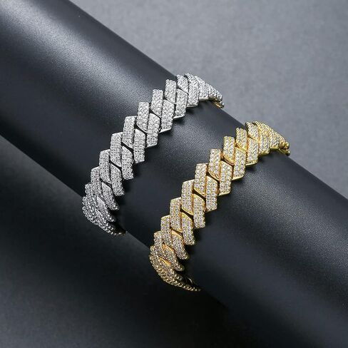 LKV 14K 14mm الزركون الماس ميامي الكوبي سلسلة سوار مطلية بالذهب الهيب هوب مثلج خارج تشيكوسلوفاكيا ربط سلسلة سوار للرجال والنساء in Saudi Arabia