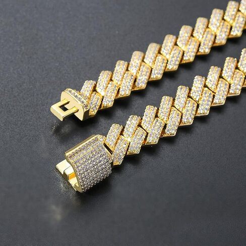 LKV 14K 14mm الزركون الماس ميامي الكوبي سلسلة سوار مطلية بالذهب الهيب هوب مثلج خارج تشيكوسلوفاكيا ربط سلسلة سوار للرجال والنساء in Saudi Arabia