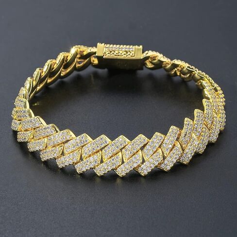 LKV 14K 14mm الزركون الماس ميامي الكوبي سلسلة سوار مطلية بالذهب الهيب هوب مثلج خارج تشيكوسلوفاكيا ربط سلسلة سوار للرجال والنساء in Saudi Arabia
