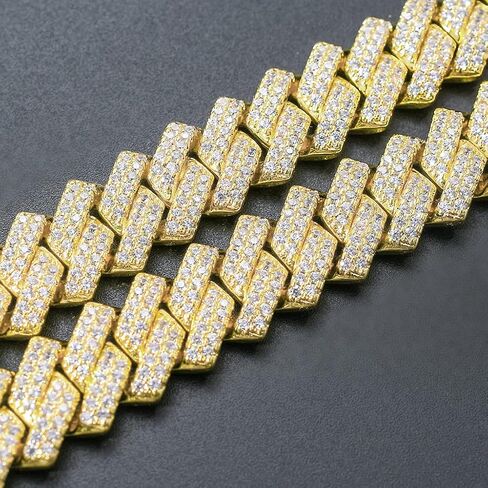 LKV 14K 14mm الزركون الماس ميامي الكوبي سلسلة سوار مطلية بالذهب الهيب هوب مثلج خارج تشيكوسلوفاكيا ربط سلسلة سوار للرجال والنساء in Saudi Arabia