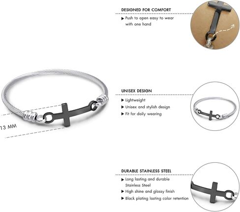 555Jewelry Stainless Steel Metal Religious Cross Clasp Bangle Bracelet in Saudi Arabia