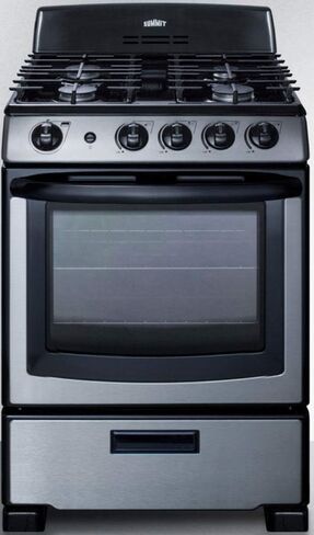 Summit PRO247SS 24"" Freestanding Gas Range with 4 Sealed Burners 2.9 cu. ft. Oven Capacity LP Convertible Continuous Grates in Stainless Steel in Saudi Arabia