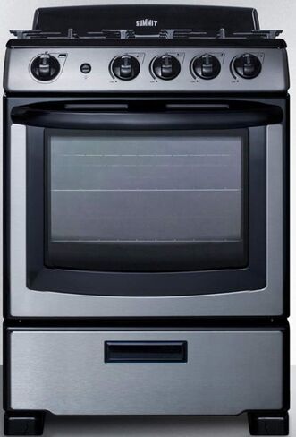 Summit PRO247SS 24"" Freestanding Gas Range with 4 Sealed Burners 2.9 cu. ft. Oven Capacity LP Convertible Continuous Grates in Stainless Steel in Saudi Arabia