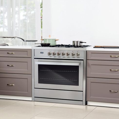 COSMO COS-F965NF 36 بوصة. نطاق وقود مزدوج مع 5 شعلات غاز، فرن حراري كهربائي بسعة 3.8 متر مكعب. سعة قدم، 8 وظائف، جزء داخلي من البورسلين الأسود من الفولاذ المقاوم للصدأ in Saudi Arabia