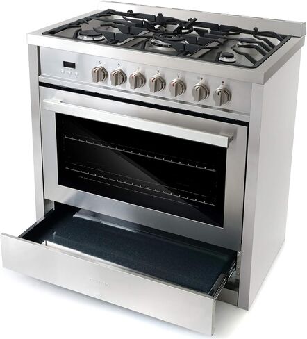 COSMO COS-F965NF 36 بوصة. نطاق وقود مزدوج مع 5 شعلات غاز، فرن حراري كهربائي بسعة 3.8 متر مكعب. سعة قدم، 8 وظائف، جزء داخلي من البورسلين الأسود من الفولاذ المقاوم للصدأ in Saudi Arabia