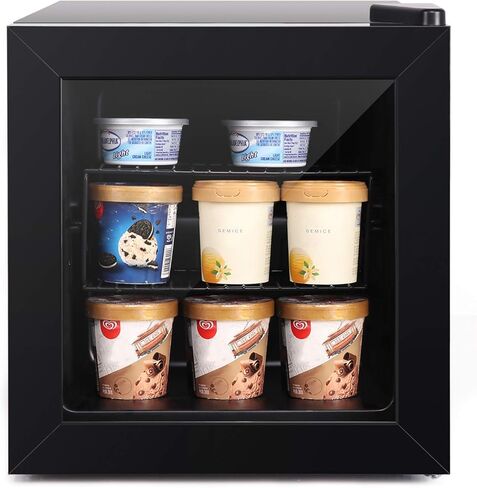 Northair Compact Mini Freezer with Glass Display Door - 2.1 Cu Ft with 2 Removable Shelves - Quiet Upright Freezer - 7 Temperature Settings - Black in Kuwait