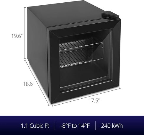Northair Compact Mini Freezer with Glass Display Door - 2.1 Cu Ft with 2 Removable Shelves - Quiet Upright Freezer - 7 Temperature Settings - Black in Kuwait