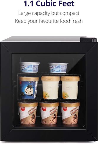 Northair Compact Mini Freezer with Glass Display Door - 2.1 Cu Ft with 2 Removable Shelves - Quiet Upright Freezer - 7 Temperature Settings - Black in Kuwait