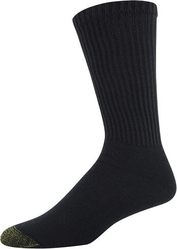 Gold Toe Men's Cotton Crew Athletic Sock 6-Pack (10-13, Black) in Kuwait