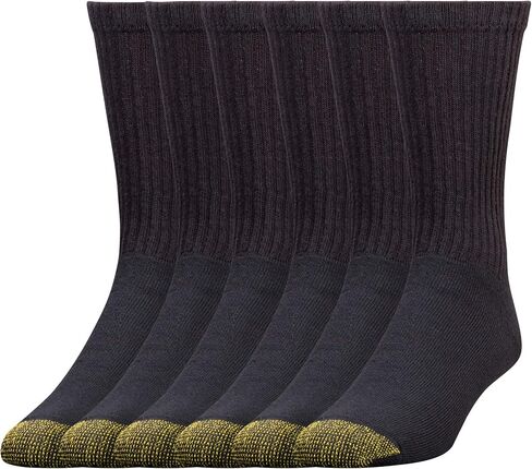 Gold Toe Men's Cotton Crew Athletic Sock 6-Pack (10-13, Black) in Kuwait