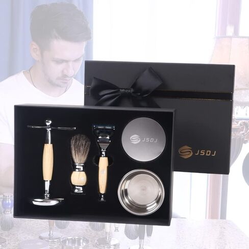 WHAT Men’S Luxury Wet Shaving Kit, Classic Nostalgic Shaving Kit, Nine-Piece Shaving Gift Box, The Perfect Holiday Gift For Husband, Friends, And Father, white in Saudi Arabia