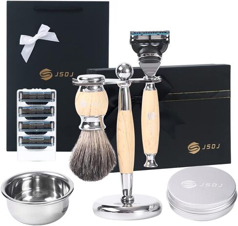 WHAT Men’S Luxury Wet Shaving Kit, Classic Nostalgic Shaving Kit, Nine-Piece Shaving Gift Box, The Perfect Holiday Gift For Husband, Friends, And Father, white in Saudi Arabia