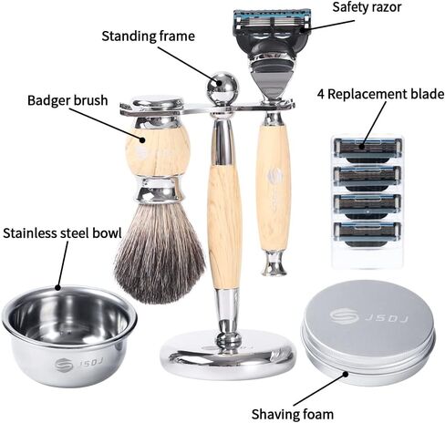 WHAT Men’S Luxury Wet Shaving Kit, Classic Nostalgic Shaving Kit, Nine-Piece Shaving Gift Box, The Perfect Holiday Gift For Husband, Friends, And Father, white in Saudi Arabia