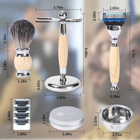 WHAT Men’S Luxury Wet Shaving Kit, Classic Nostalgic Shaving Kit, Nine-Piece Shaving Gift Box, The Perfect Holiday Gift For Husband, Friends, And Father, white in Saudi Arabia