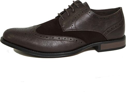 Alpine Swiss Zurich Mens Wing Tip Oxfords Two Tone Brogue Medallion Dress Shoes in Saudi Arabia
