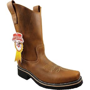Establo Men's Work Boots Genuine Crazy Leather Color Mango in Kuwait