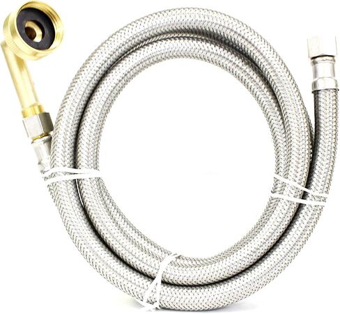 CMI Inc Stainless Steel Braided Dishwasher Connector 8 Ft with Swivel Elbow, Dishwasher Supply Line, 3/8" X 3/8" Compression with 3/4" Female Hose Thread Connect, 96 Inches in Saudi Arabia