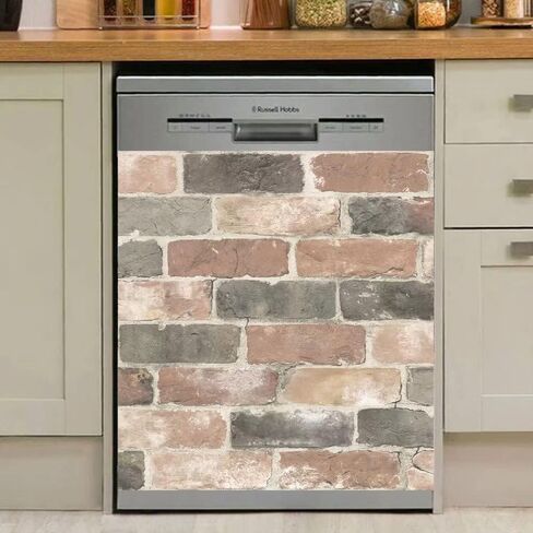 Dishwasher Magnet Cover, Kitchen Simulation Brick Decorative Magnets Refrigerator Wrap Front Door Stickers, Home Appliances Vinyl Decals 23inch W x 17inch H in Saudi Arabia
