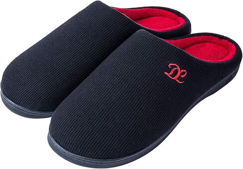 DL Mens Memory Foam Slippers Slip on, Comfy House Slippers For Mens Indoor Outdoor, Cozy Men's Bedroom Slippers Warm Soft Flannel Lining Closed Toe Man Slippers Size Black Gray Navy in Kuwait