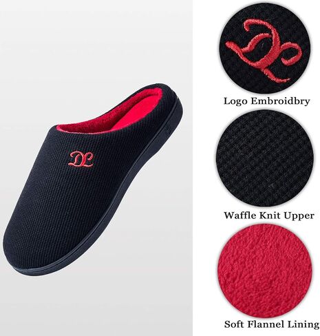 DL Mens Memory Foam Slippers Slip on, Comfy House Slippers For Mens Indoor Outdoor, Cozy Men's Bedroom Slippers Warm Soft Flannel Lining Closed Toe Man Slippers Size Black Gray Navy in Kuwait