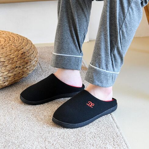 DL Mens Memory Foam Slippers Slip on, Comfy House Slippers For Mens Indoor Outdoor, Cozy Men's Bedroom Slippers Warm Soft Flannel Lining Closed Toe Man Slippers Size Black Gray Navy in Kuwait