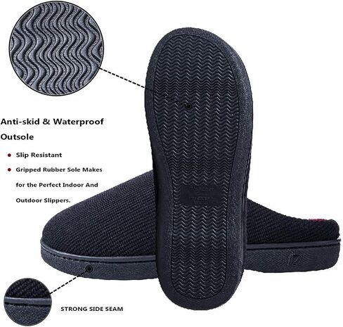 DL Mens Memory Foam Slippers Slip on, Comfy House Slippers For Mens Indoor Outdoor, Cozy Men's Bedroom Slippers Warm Soft Flannel Lining Closed Toe Man Slippers Size Black Gray Navy in Kuwait