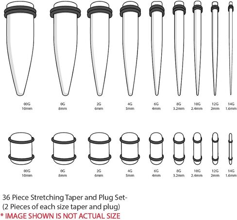Bodyj4you 36PC Gauges Kit Ear Stretching 14G-00G Glitter Acrylic Taper Plug Body Piercing in Saudi Arabia