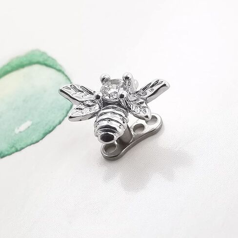 Excepro Dermal Anchor G23 Titanium Multicolor Plated Bees CZ Body Jewelry Anchor Dermal Tops in Kuwait