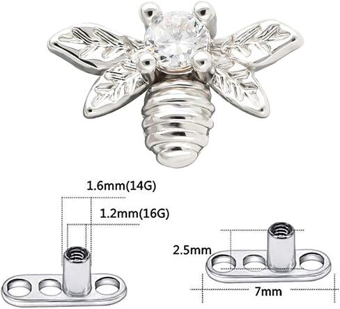 Excepro Dermal Anchor G23 Titanium Multicolor Plated Bees CZ Body Jewelry Anchor Dermal Tops in Kuwait