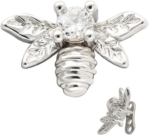 Excepro Dermal Anchor G23 Titanium Multicolor Plated Bees CZ Body Jewelry Anchor Dermal Tops in Kuwait