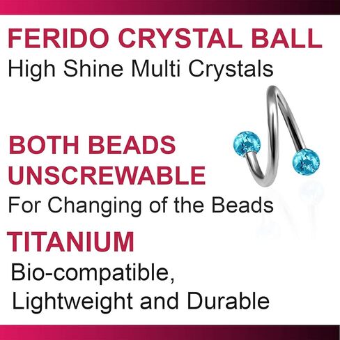 Bodyjewellery 2 قطعة 16 جرام دوامة الحديد الملتوية بار التيتانيوم القرط الزنمة الشفاه الغضروف اللولب هوب ترصيع الحاجب Ferido كرات B2ECM in Kuwait