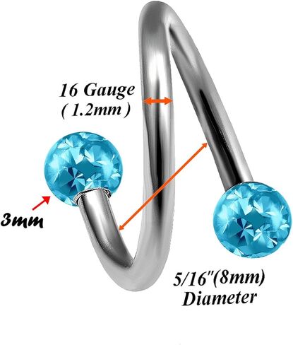 Bodyjewellery 2 قطعة 16 جرام دوامة الحديد الملتوية بار التيتانيوم القرط الزنمة الشفاه الغضروف اللولب هوب ترصيع الحاجب Ferido كرات B2ECM in Kuwait