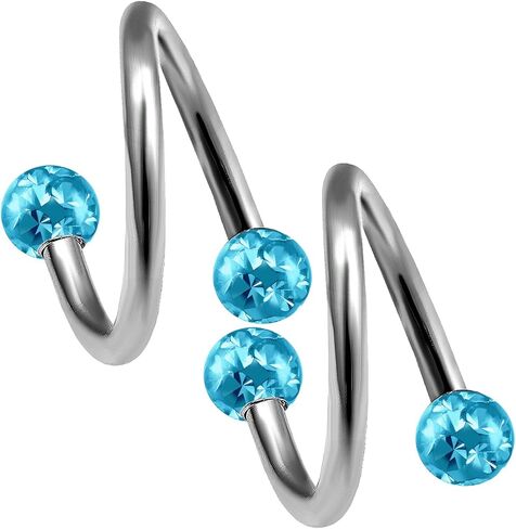 Bodyjewellery 2 قطعة 16 جرام دوامة الحديد الملتوية بار التيتانيوم القرط الزنمة الشفاه الغضروف اللولب هوب ترصيع الحاجب Ferido كرات B2ECM in Kuwait