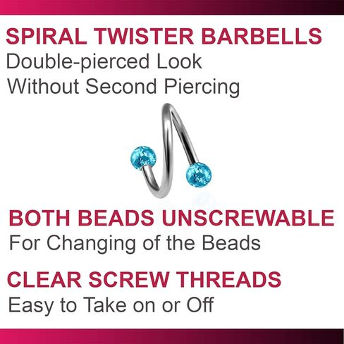 Bodyjewellery 2 قطعة 16 جرام دوامة الحديد الملتوية بار التيتانيوم القرط الزنمة الشفاه الغضروف اللولب هوب ترصيع الحاجب Ferido كرات B2ECM in Kuwait