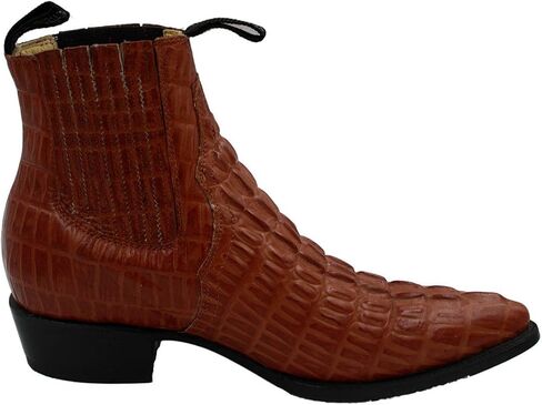 Men Genuine Cow Leather Crocodile Print Short Ankle Western j Toe Boots in Kuwait