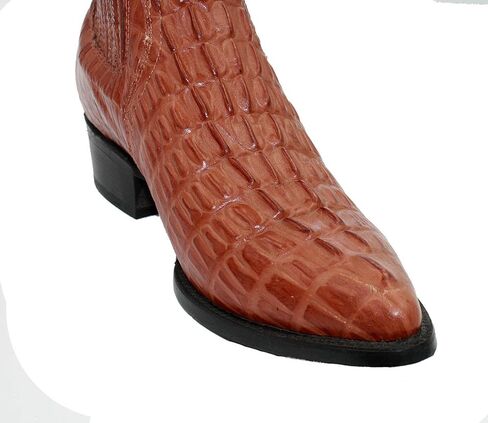 Men Genuine Cow Leather Crocodile Print Short Ankle Western j Toe Boots in Kuwait