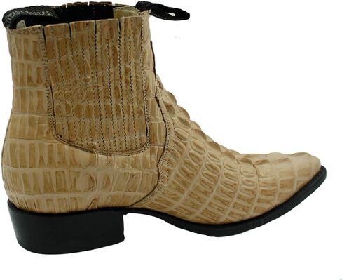 Men Genuine Cow Leather Crocodile Print Short Ankle Western j Toe Boots in Kuwait