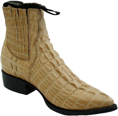 Men Genuine Cow Leather Crocodile Print Short Ankle Western j Toe Boots in Kuwait