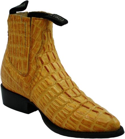 Men Genuine Cow Leather Crocodile Print Short Ankle Western j Toe Boots in Kuwait