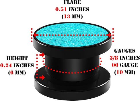 BIG GAUGES Pair of Screw Black Acrylic Tunnels Piercing Jewelry Ear Tunnel Earring Lobe Stretcher in Kuwait