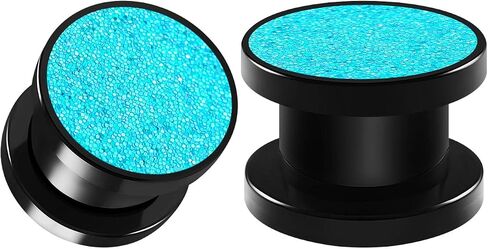 BIG GAUGES Pair of Screw Black Acrylic Tunnels Piercing Jewelry Ear Tunnel Earring Lobe Stretcher in Kuwait