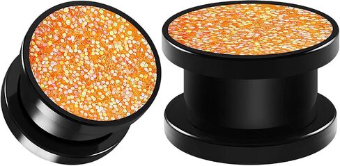 BIG GAUGES Pair of Screw Black Acrylic Tunnels Piercing Jewelry Ear Tunnel Earring Lobe Stretcher in Kuwait