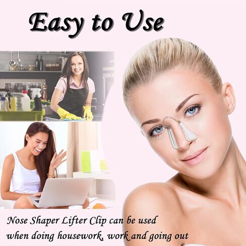 Luluu Nose Shaper Lifter Clip, Professional Silicone Beauty Up Lifting Soft Safety Pain-Free Silicone Nose Corrector, Bridge Straightener Shrinker Easy to Clean for Men/Women, Transparent in Saudi Arabia