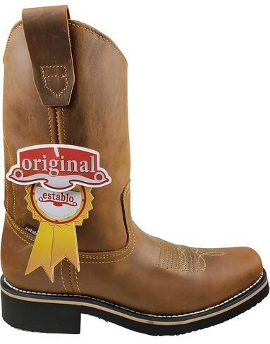 Establo Men's Work Boots Genuine Crazy Leather Color Mango in Kuwait